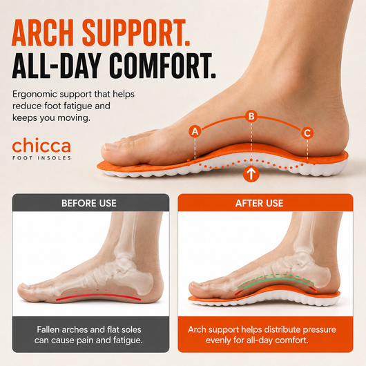 Chicca Everyday Massage Insoles | Arch Support for Work, Walking & All-Day Comfort