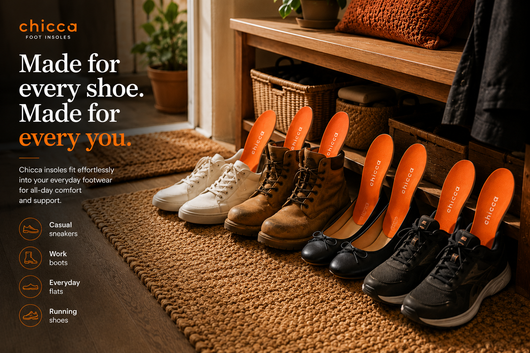 Chicca Everyday Massage Insoles | Arch Support for Work, Walking & All-Day Comfort